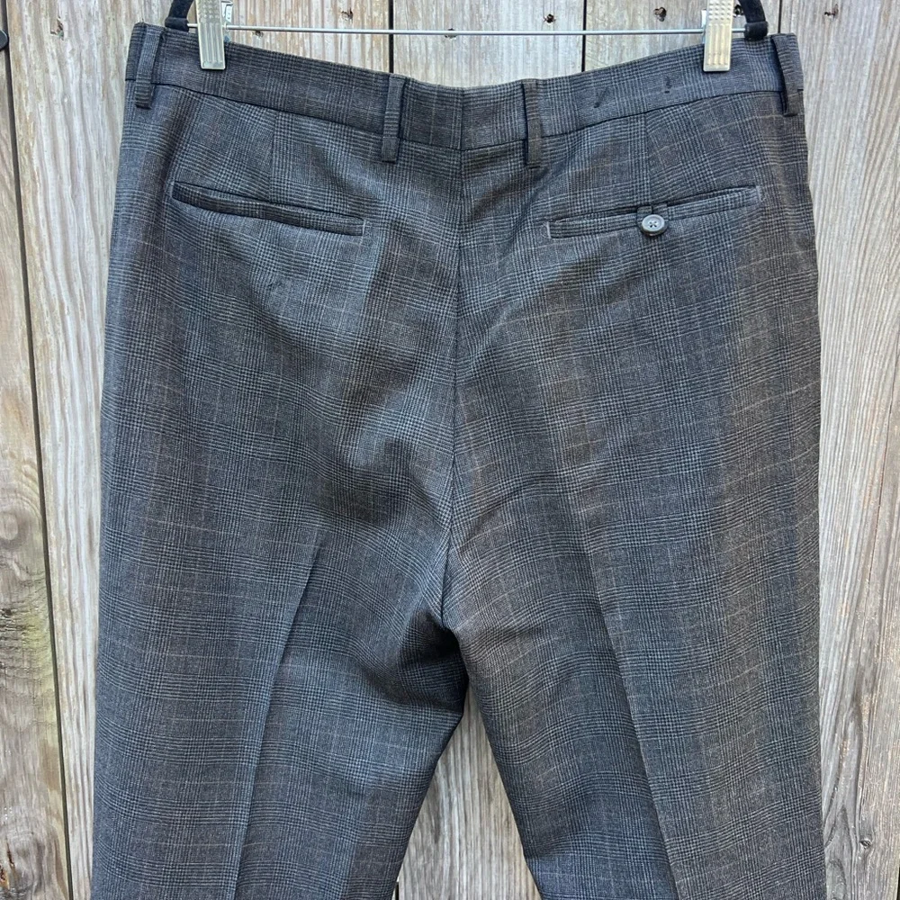 BANANA REPUBLIC Brown Plaid 100% Wool Dress Plaid Pants Men’s 38x32